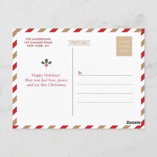 Modern script Kerstmis Familie Groet Briefkaart (Achterkant)