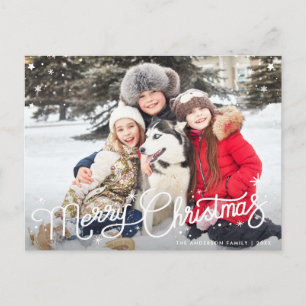 Modern script Kerstmis Familie Groet Briefkaart