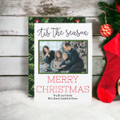 Modern Script Kerstmis Fotojaar in de Review Feestdagenkaart