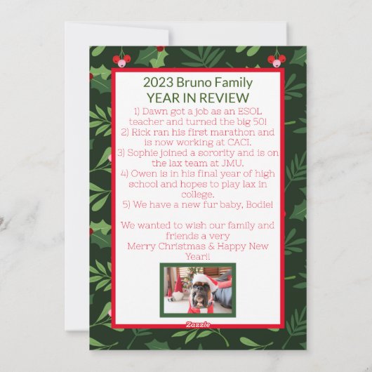 Modern Script Kerstmis Fotojaar in de Review Feestdagenkaart (Achterkant)
