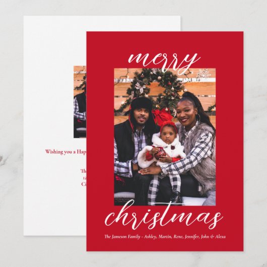 Modern Script Kerstmis Stijlvolle minimalistische  Feestdagenkaart (Voorkant / Achterkant)