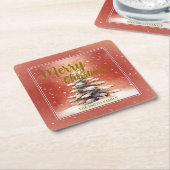 Modern Script Kerstmis Xmas winter dennenboom voor Kartonnen Onderzetters (Schuin)