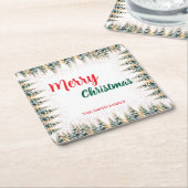 Modern script Kerstmis Xmas winter dennenboom voor Kartonnen Onderzetters (Schuin)