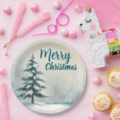 Modern Script Kerstmis Xmas winter dennenboom voor Papieren Bordje (Feest)