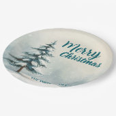 Modern Script Kerstmis Xmas winter dennenboom voor Papieren Bordje (Gekanteld)