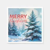 Modern script Kerstmis Xmas winter dennenboom voor Servet (Voorkant)