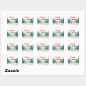 Modern Script Kerstmis Xmas winter dennenboom voor Vierkante Sticker (Vel)