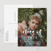 Modern script Klasse van 2025 Foto afstuderen Briefkaart (Voorkant / Achterkant)