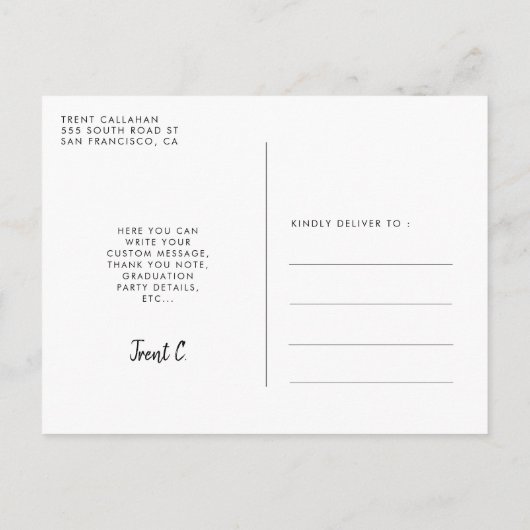 Modern script Klasse van 2025 Foto afstuderen Briefkaart (Achterkant)