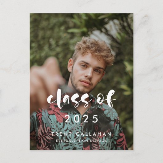 Modern script Klasse van 2025 Foto afstuderen Briefkaart (Voorkant)