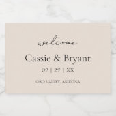 Modern Script Klassiek Elegant Bruiloft Welkom Gif Sparkling Wijnetiket (Enkel label)