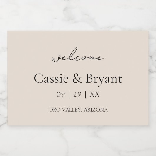 Modern Script Klassiek Elegant Bruiloft Welkom Gif Sparkling Wijnetiket (Enkel label)