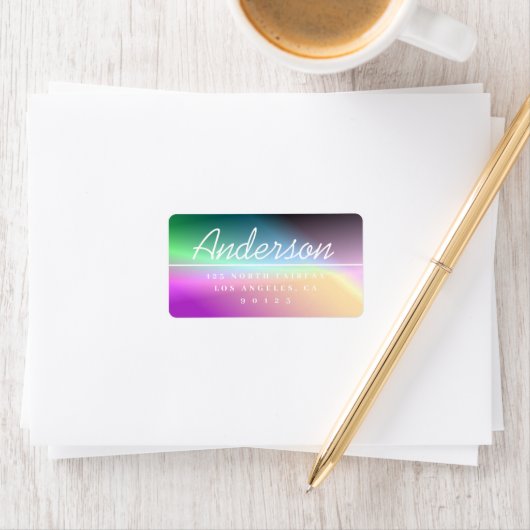 Modern Script Kleurrijk Ombre Retouradres Etiket (Insitu)