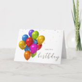Modern Script Kleurrijke Ballonnen Gelukkige Verja Kaart (Voorkant)
