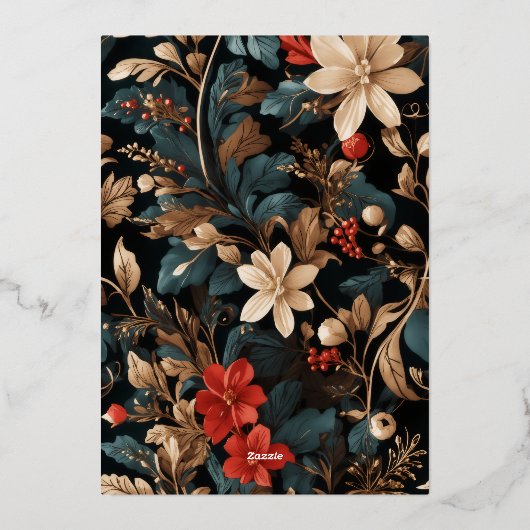 Modern script koester elk moment bloemig folie feestdagenkaart (Achterkant)