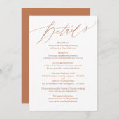 Modern script, koper, bruiloft details Kaart (Voorkant / Achterkant)