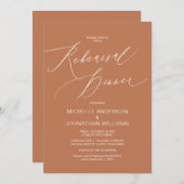 Modern script, koper, bruiloft repetitie diner kaart (Voorkant / Achterkant)