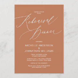 Modern script, koper, bruiloft repetitie diner kaart