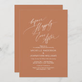 Modern script, koper, bruiloft repetitie diner kaart (Voorkant / Achterkant)