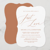 Modern Script, Koper, Trouw Elopement Ontvangst Kaart (Voorkant / Achterkant)