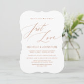 Modern Script, Koper, Trouw Elopement Ontvangst Kaart (Staand voorkant)