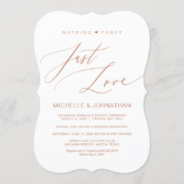 Modern Script, Koper, Trouw Elopement Ontvangst Kaart