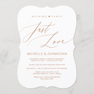Modern Script, Koper, Trouw Elopement Ontvangst Kaart