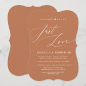 Modern script, koper, trouwreceptie na ontvluchtin kaart (Voorkant / Achterkant)