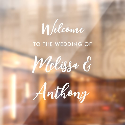 Modern Script Koppel Namen Bruiloft Welkom Raamsticker (Vel 2)