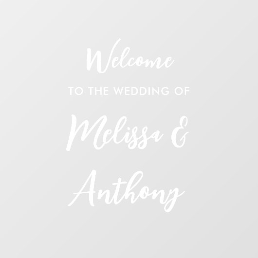 Modern Script Koppel Namen Bruiloft Welkom Raamsticker (Vel)