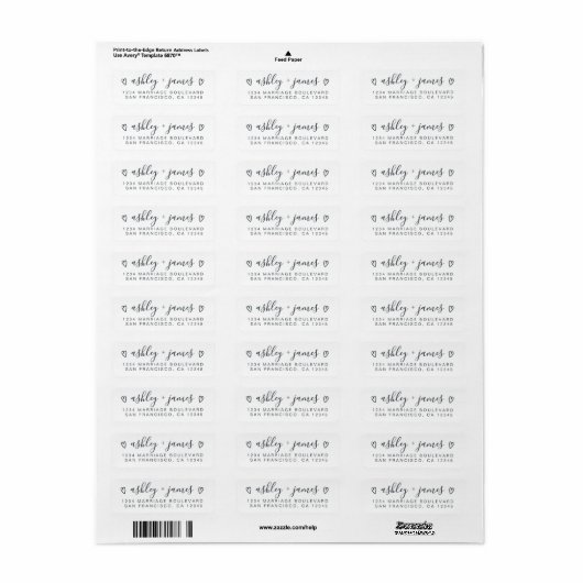 Modern Script Koppel Retouradreslabel Etiket (Full Sheet)