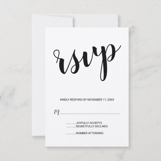 Modern Script Kraft Paper Wedding RSVP (Voorkant)