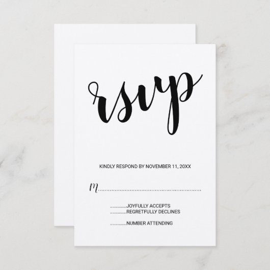 Modern Script Kraft Paper Wedding RSVP (Voorkant / Achterkant)