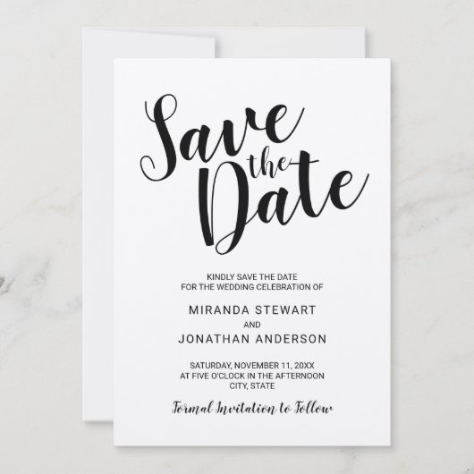 Modern Script Kraft Paper Wedding Save the Date (Voorkant)
