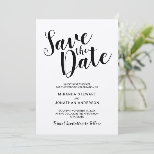Modern Script Kraft Paper Wedding Save the Date (Staand voorkant)