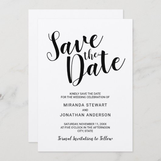 Modern Script Kraft Paper Wedding Save the Date (Voorkant / Achterkant)