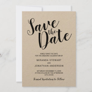 Modern Script Kraft Paper Wedding Save the Date
