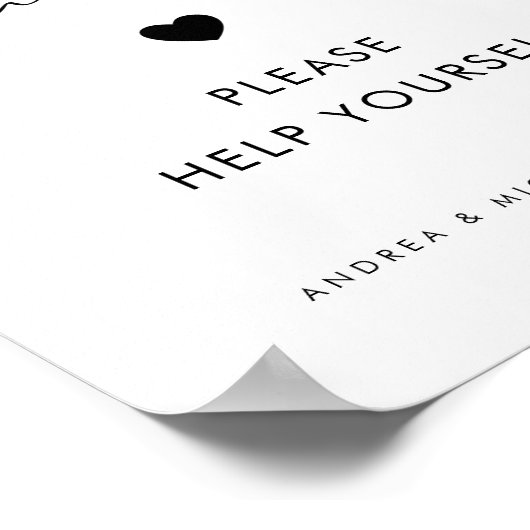 Modern Script Late Night Snacks Hart Trouwbord Poster (Hoek)