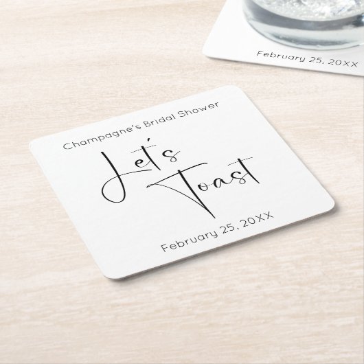 Modern Script Laten we proosten Bruidsfeest Kartonnen Onderzetters (Schuin)
