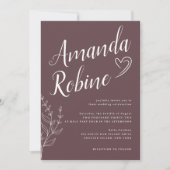 Modern Script & Leaves Wedding Invitation Kaart (Voorkant)