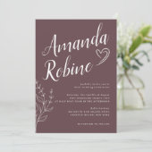 Modern Script & Leaves Wedding Invitation Kaart (Staand voorkant)