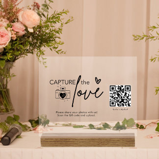 Modern script Leg de Love QR-code vast met hout Acryl Bord