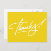 Modern Script Lemon Yellow Thank You Card Briefkaart (Voorkant / Achterkant)