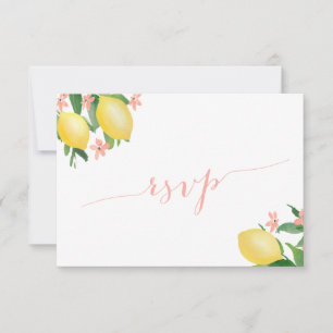 Modern Script Lemons Bruiloft Voedsel Opties RSVP Kaartje