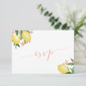 Modern Script Lemons Bruiloft Voedsel Opties RSVP Kaartje (Staand voorkant)