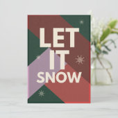 Modern Script Let it Snow Non Photo Christmas Feestdagenkaart (Staand voorkant)