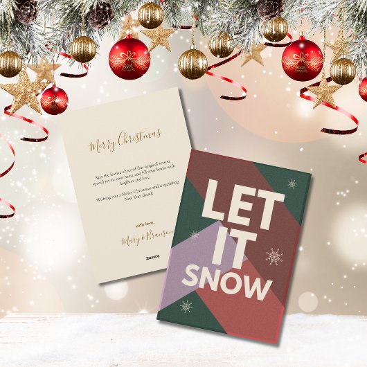 Modern Script Let it Snow Non Photo Christmas Feestdagenkaart