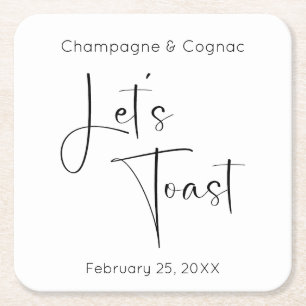 Modern Script Let's Toast Trouwdouche Kartonnen Onderzetters