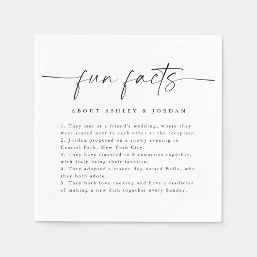 Modern Script Leuke Feiten Bruiloft Servetten (Voorkant)