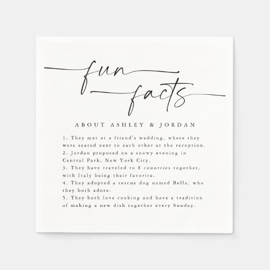 Modern Script Leuke Feiten Bruiloft Servetten (Voorkant)